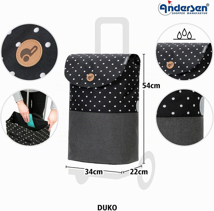 ANDERSEN Einkaufstrolley - Scala Shopper Duko schwarz 36 L modern,wasserabweisend, klappbar, leichtg