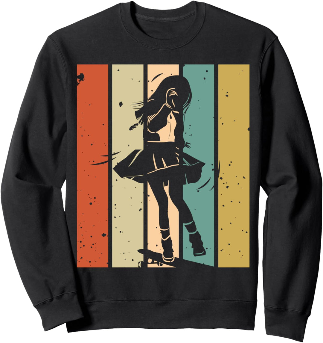 Retro Vintage Longboard Mädchen Frau Sweatshirt