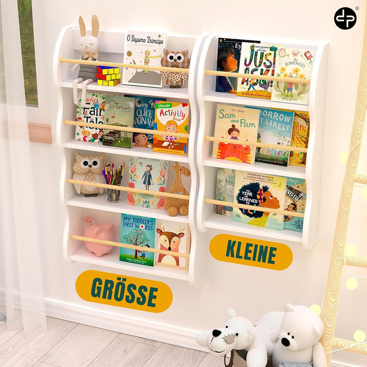defiPad Wandregal für Kinderzimmer - Bücherregal Kinder mit 3 Ablagen - Montessori Spielzeugregal Wa