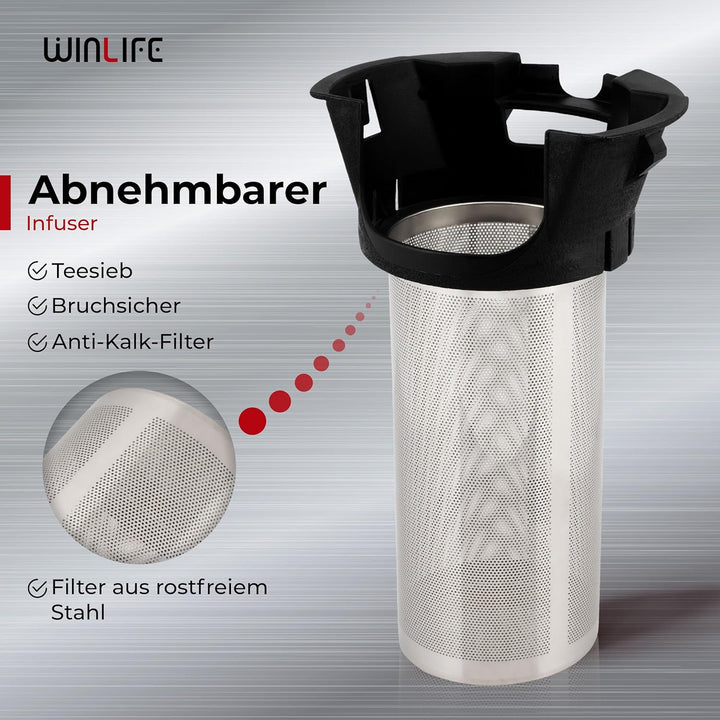 Wasserkocher Glaswasserkocher 1,8L | Edelstahl mit LED-Temperaturanzeigebeleuchtung für 60, 70, 80,