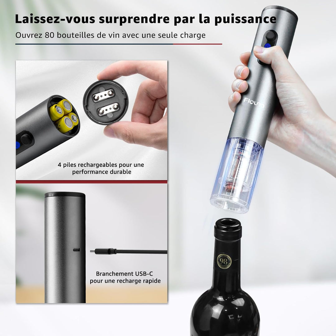 Flauno Korkenzieher Elektrisch | Elektrischer Flaschenöffner | Geschenkset enthält Automatischer Wei