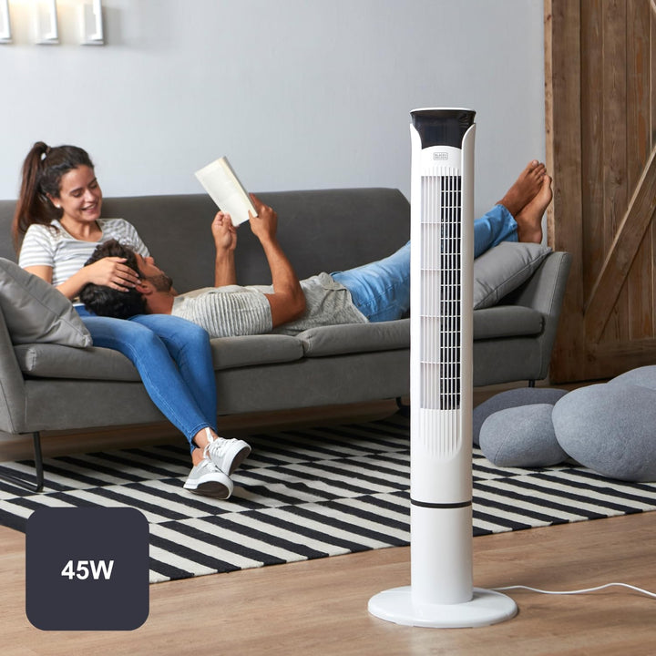 Black+Decker BXEFT49E Turmventilator, 45, Kunststoff, Mit Fernbedienung, 102 cm,