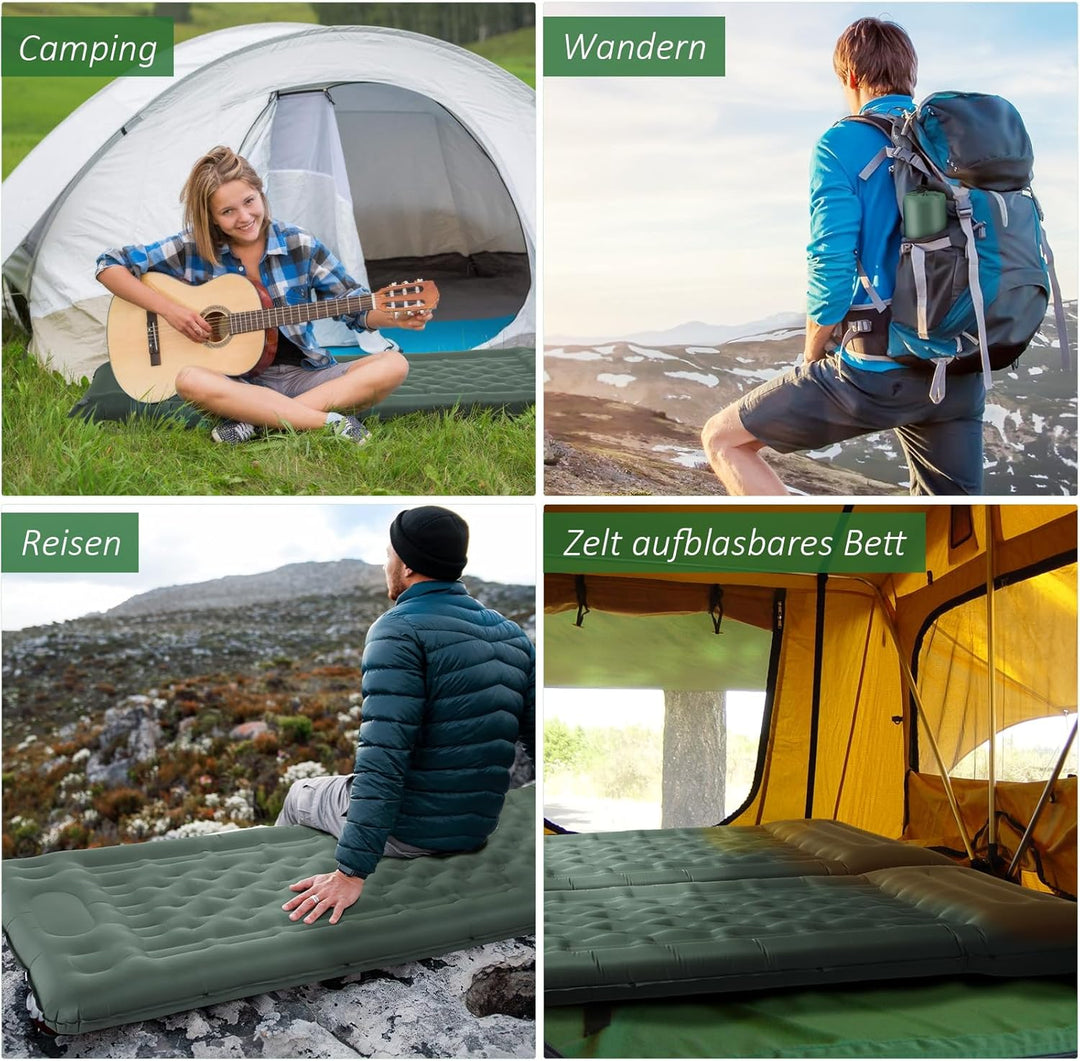 Camping Isomatte Selbstaufblasend 2025 Nue,12cm Verdickte Luftmatratze mit Verstärkter Luftsäulen-St