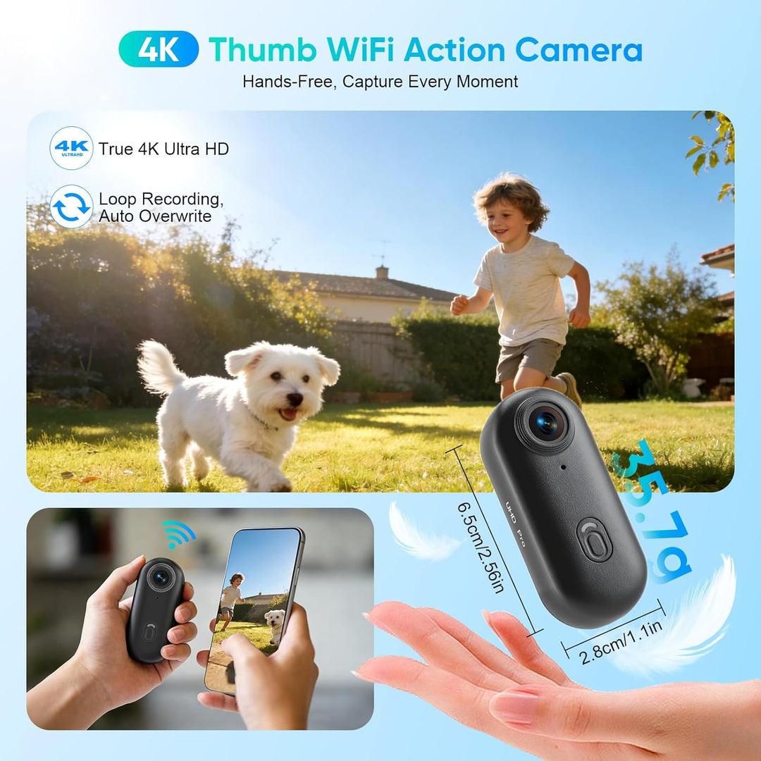 Multifunctional Mini Action Cam WiFi, 4K Bodycam körperkamera,Actionkamera mit 64 GB Speicherkarte,