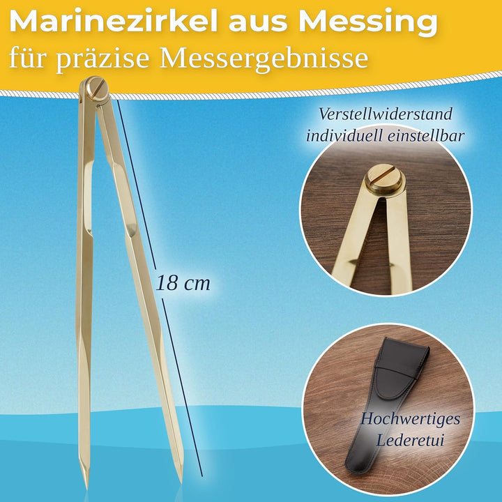 Navigationsbesteck für den Sportbootführerschein I SBF See & Binnen l SKS See l Set 26 cm (Packung m
