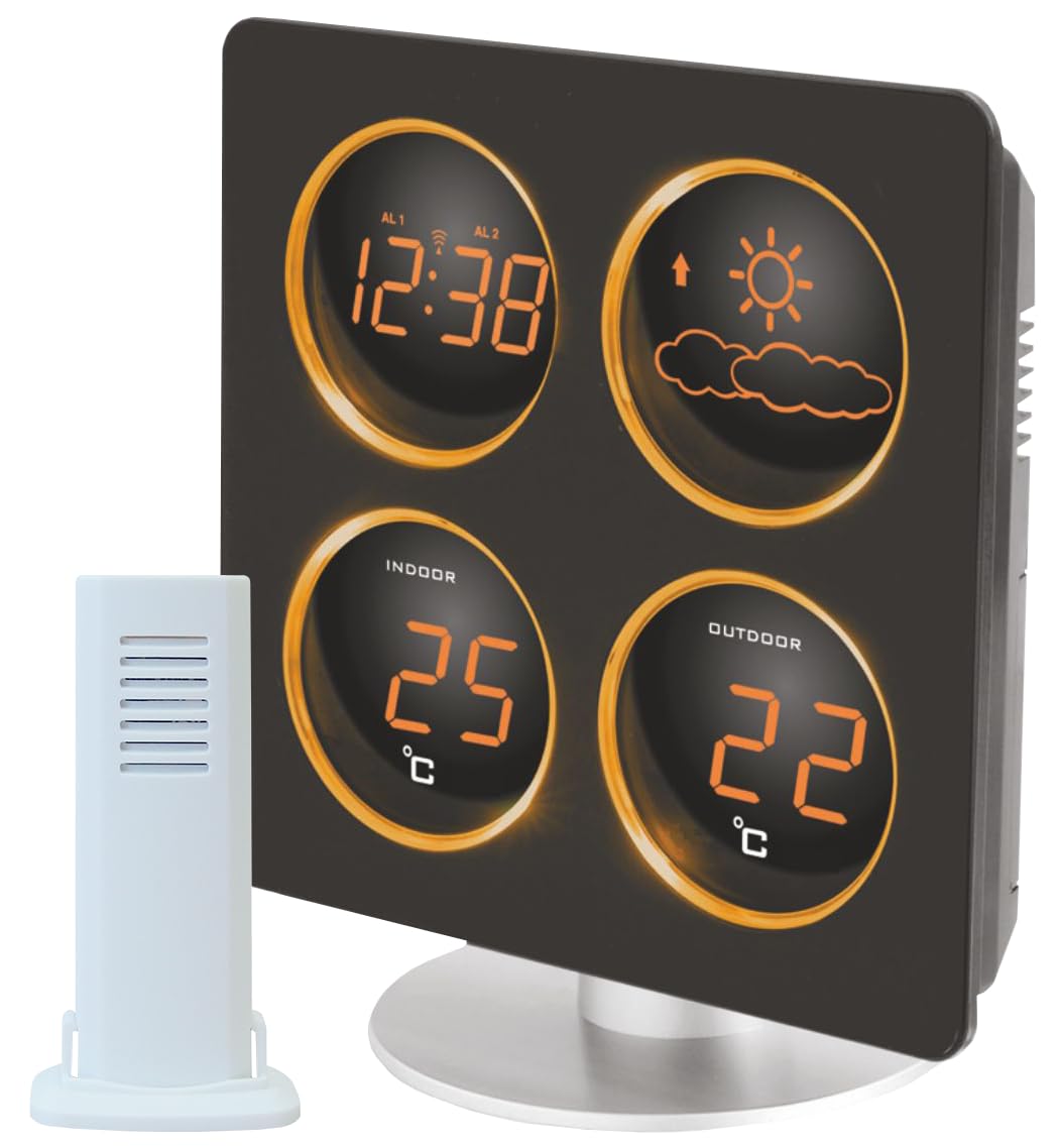 Technoline WS 6830 Wetterstation mit Wetterdendenz, Temperaturanzeigen, 2 Weckalarmen und Schlummerf