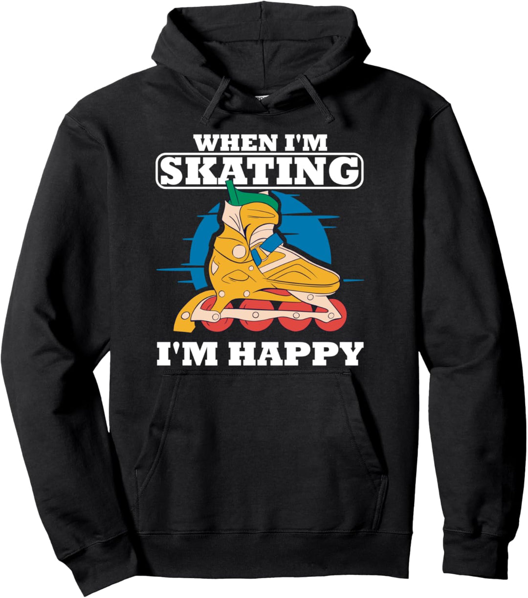 Skating Skater Glücklich Rollschuhe Rollschuhlaufen Geschenk Pullover Hoodie