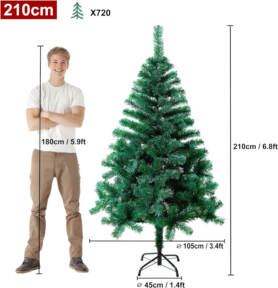 HENGMEI 210cm PVC Weihnachtsbaum Tannenbaum Christbaum Grün künstlicher mit Metallständer ca. 750 Sp