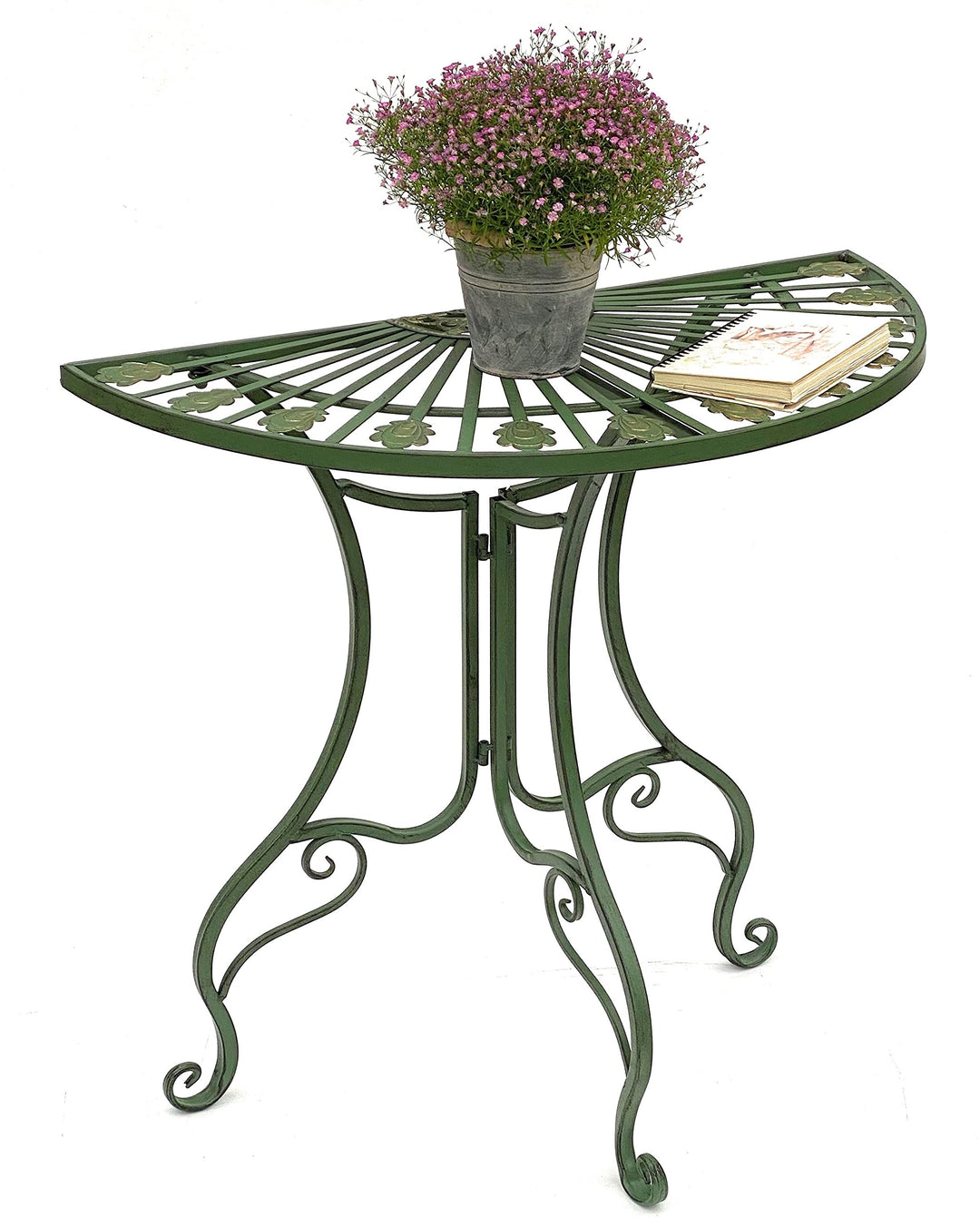 DanDiBo Tisch Halbrund Wandtisch 93995 Beistelltisch Metall 80 cm Gartentisch Halbtisch Halbrundtisc