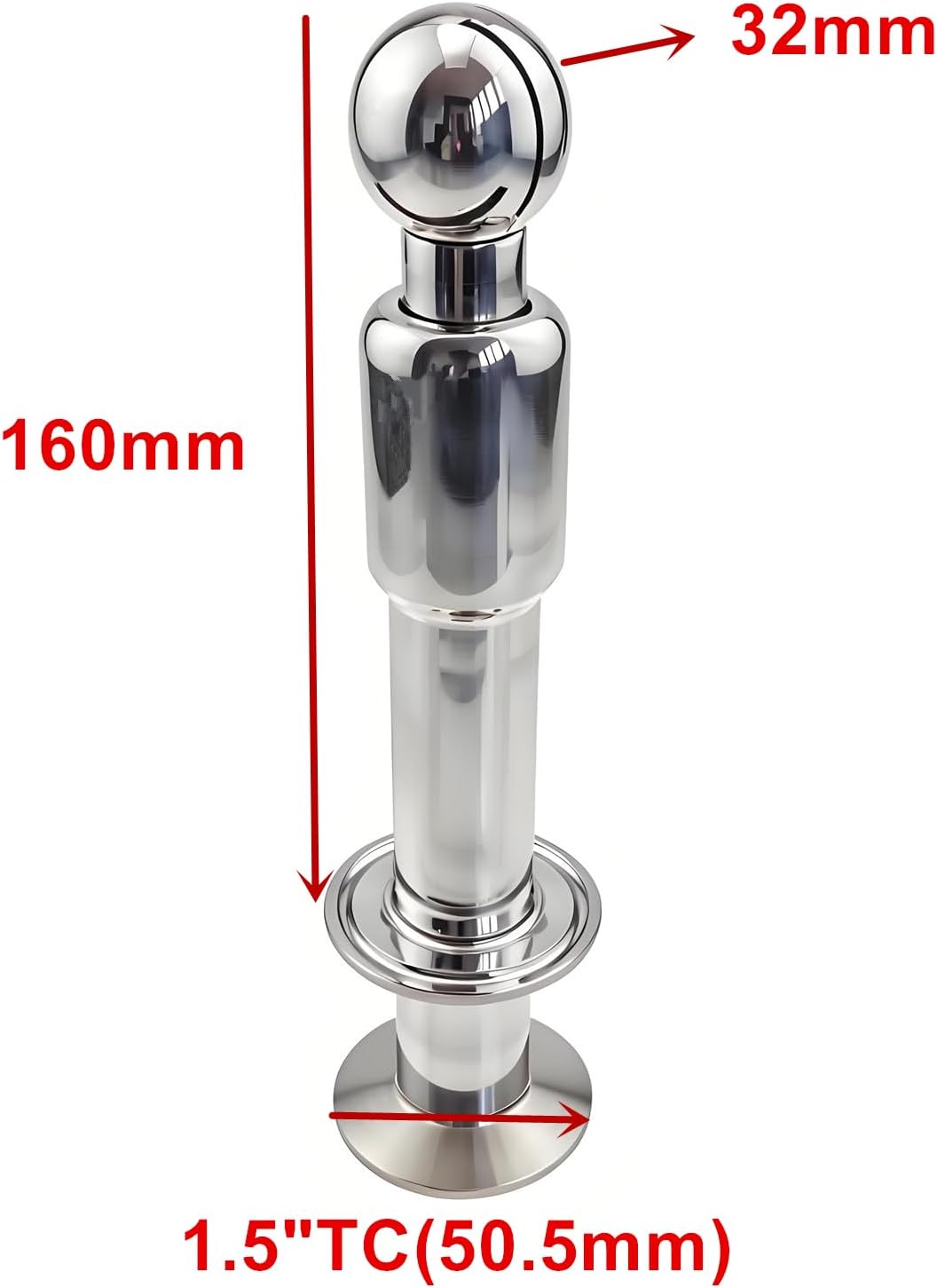 1.5" Tri Clamp auf 1.5" Tri Clamp Rotierender CIP Sprayball Edelstahl AISI304/1.4301 (1.5"TC x 1.5"T