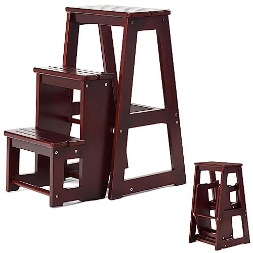 FANTASK Tritthocker 3 Stufen, Leiterstuhl Trittstuhl klappbar, Hockerleiter bis 150 kg, 66 cm hoch 3