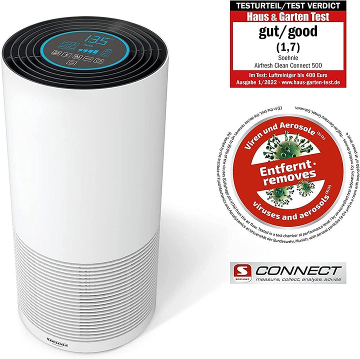 Soehnle Airfresh Clean Connect 500 Luftreiniger Allergiker, Luftfilter 99,5% von Staub Pollen Gerüch
