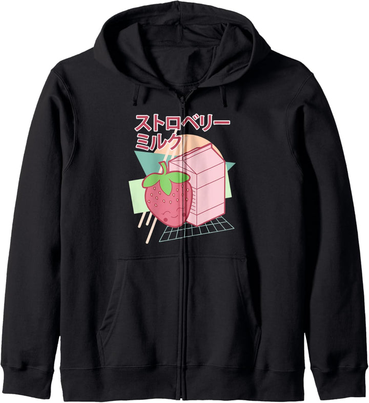 Kawaii Strawberry Milk Japanisch 90er Retro Stil Kapuzenjacke