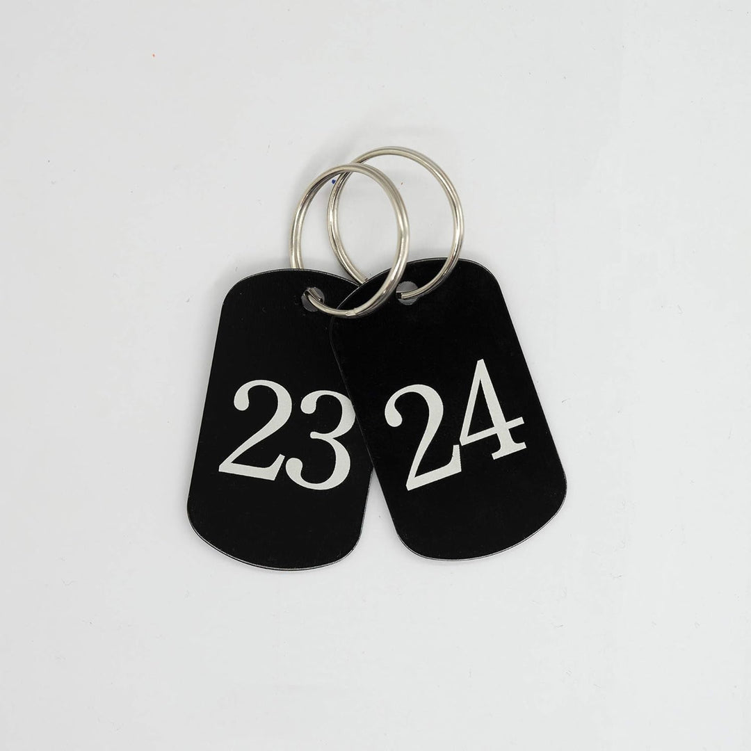 Aluminum Engraved Number Tags Key Tags ID Tags with Key Rings 1-50 Schwarz, 1-50 Schwarz