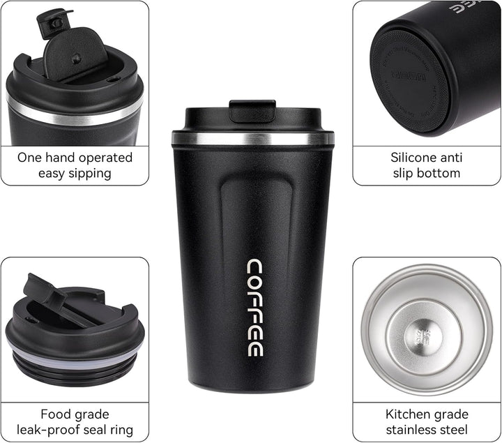 ERBO Kaffeebecher to go, Thermobecher Edelsthal, Auslaufsicher Kaffeetasse Kaffeebecher mit Deckel,