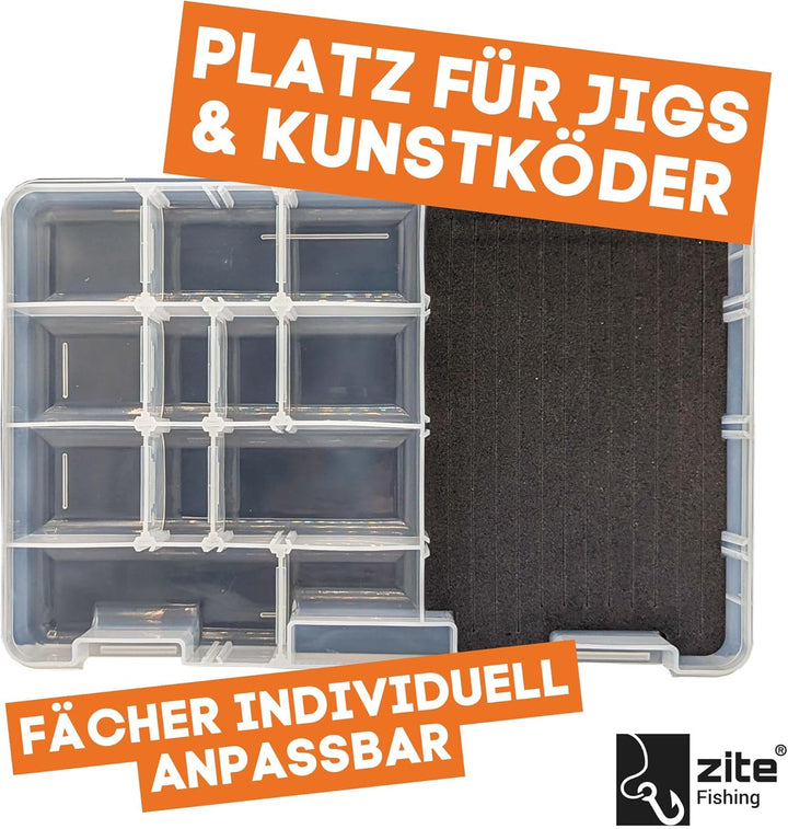 Zite Fishing Köderbox Angeln Set für Jigs & Kunstköder 3 STK | Flache Sortierbox mit EVA-Schaumeinla