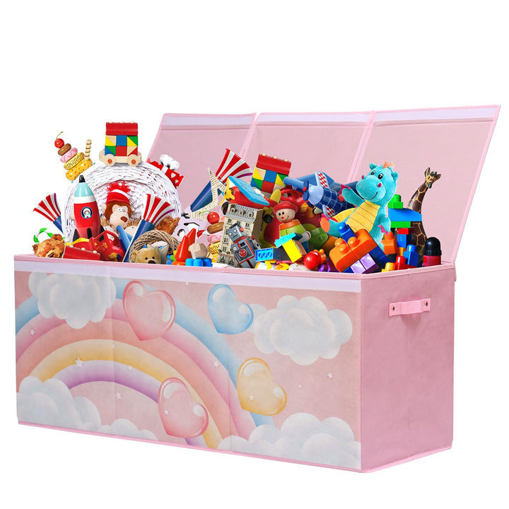 ELUCHANG Aufbewahrungsbox mit Deckel Kinder, 147L Grosse Faltbare Truhen &amp; Kisten für Kinder, Spielz