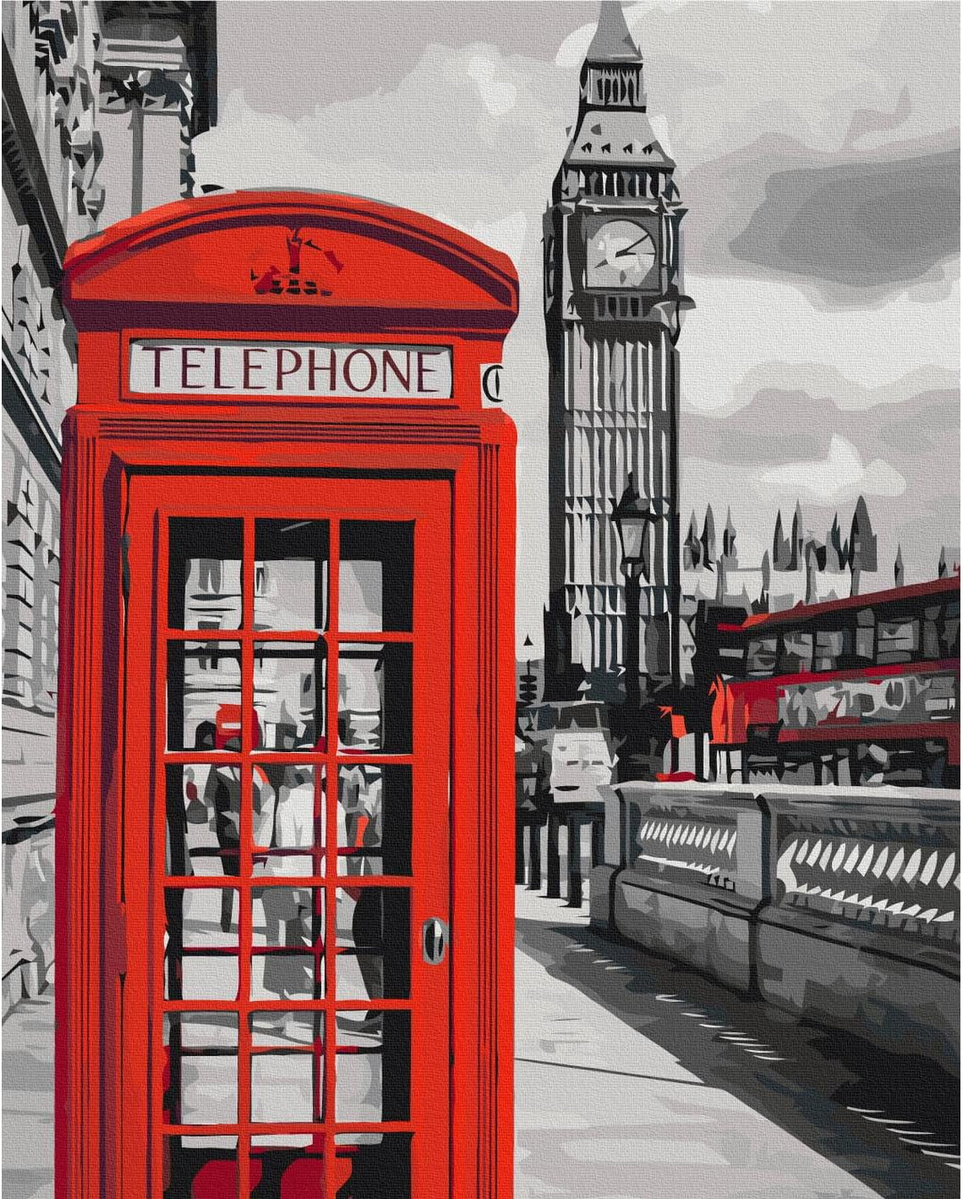 murando - Malen nach Zahlen London Telefonzelle 40x60 cm Malset mit Holzrahmen auf Leinwand für Erwa