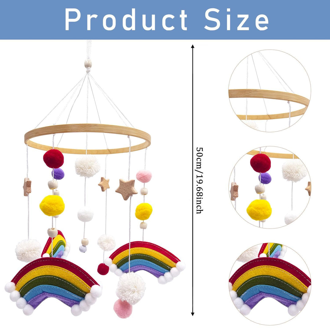 Filz Bettglocke,Regenbogenförmige Bettglocke,Mobile Holz,FilzBettglocke,Mobile Wickeltisch,Niedliche