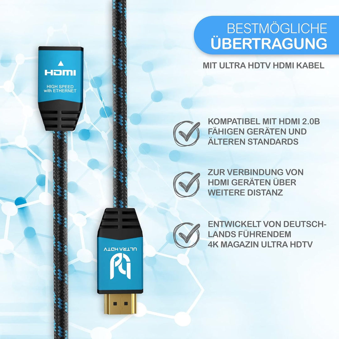 Ultra HDTV 4K HDMI Verlängerungs-Kabel - 2 m High Speed Kabel-Verlängerung - 18 GBit/s - 4K@60Hz (ru