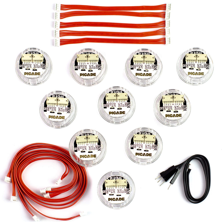 Picade Plasma Kit - Beleuchtete Arcade-Tasten (10-Tasten-Kit), 10-Tasten-Kit