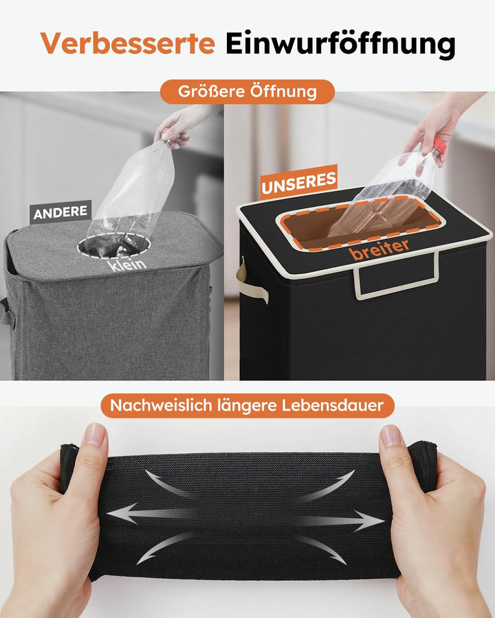 SOELDI 100L Pfandflaschen Sammelbehälter mit Deckel, Pfandflaschen Behälter mit zwei Abnehmbaren Tra