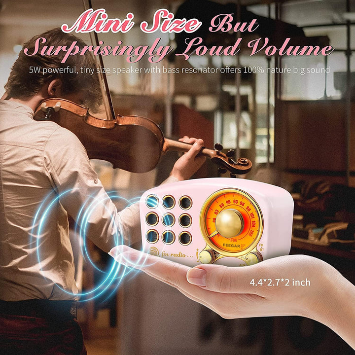 Radio Feegar Retro Bluetooth Lautsprecher,Vintage FM Radio mit altmodischem klassischem Stil,Starke