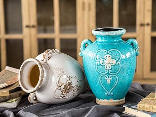 Soyizom rustikale weisse Keramikvase französische Landhausstil Vintage Vase für Blumensträusse, Kera