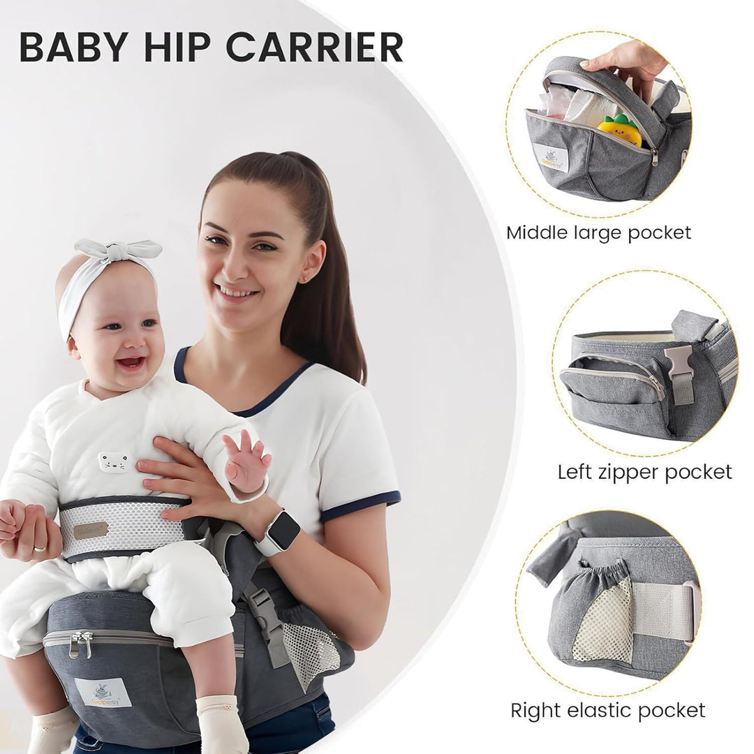 Baby Hüftsitz, ergonomisch, mit Sicherheitsgurt, aus reiner Baumwolle, atmungsaktiv, 0-36 Monate (Du