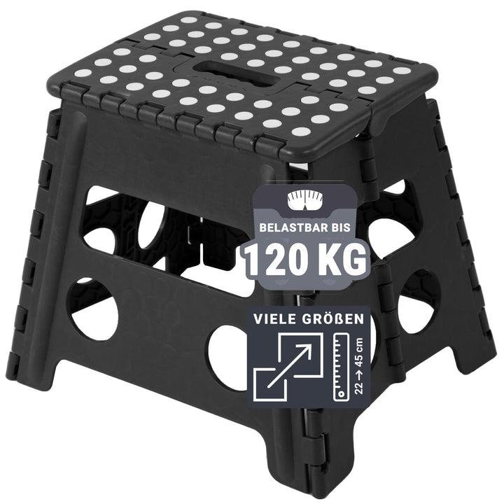 ZOLLNER Tritthocker faltbar - Klapphocker für Kinder und Erwachsene bis 120kg - Anti-Rutsch-Beschich