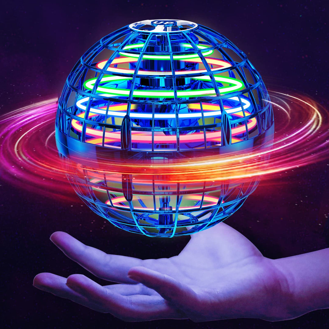 Fliegender Ball Spielzeug (Blau), LED Flying Spinner, Magic Hover Schwebe Magischer Ball, Bumerang D