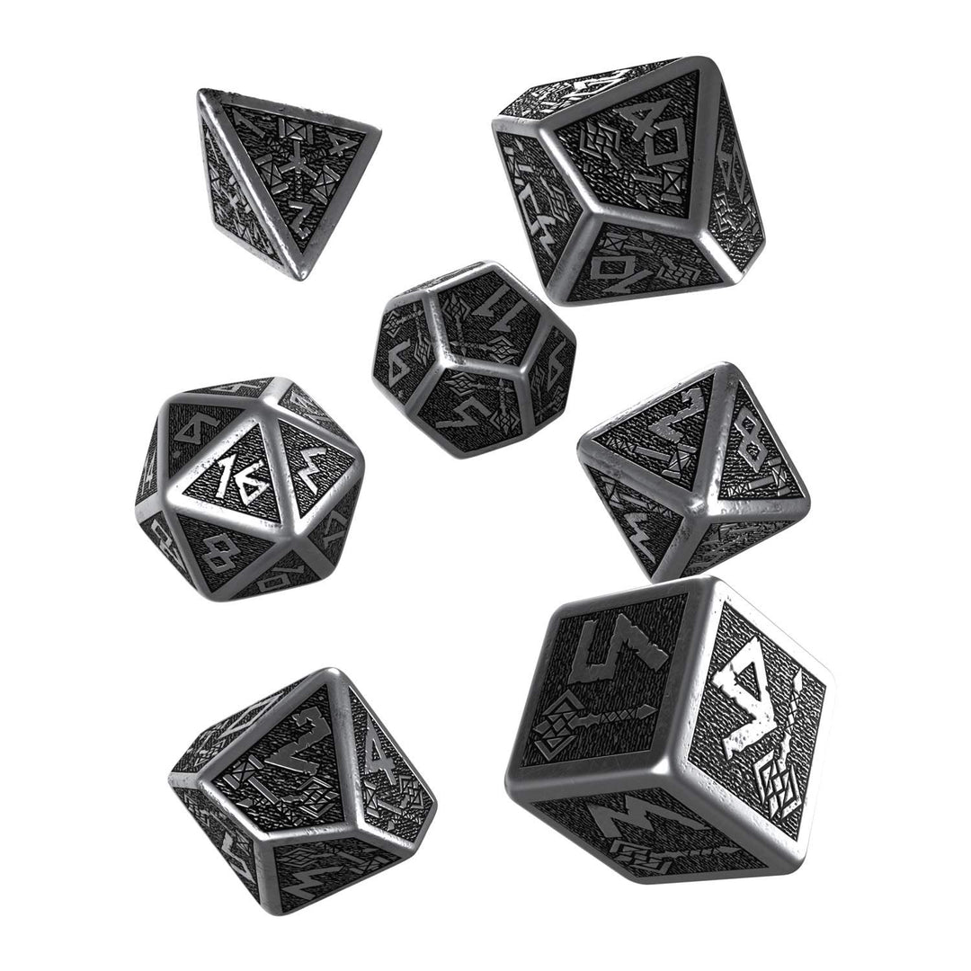 Q WORKSHOP Metal Dwarven 7 Polyhedral RPG Ornamented Dice Set