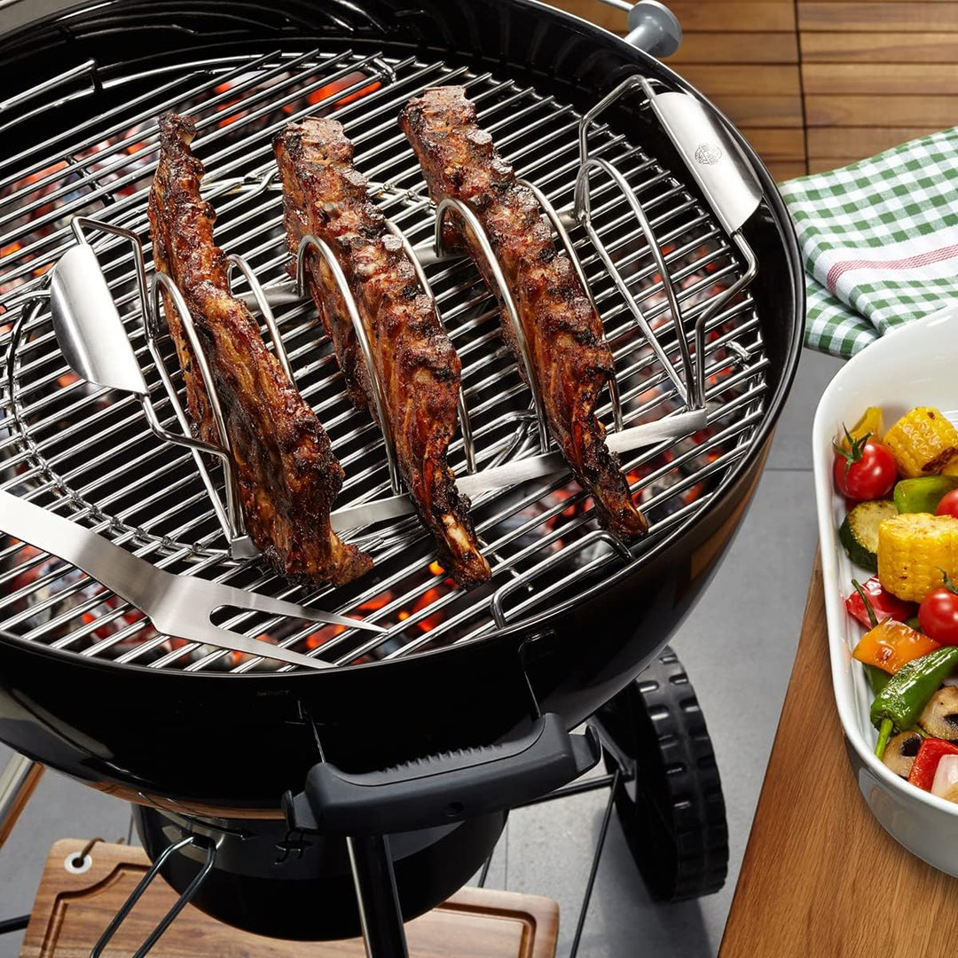 SGEFU Spare Rib Halter BBQ – Edelstahlhalter für 6 Rippchen | Als Bratenhalter nutzbar | Für Kugelgr