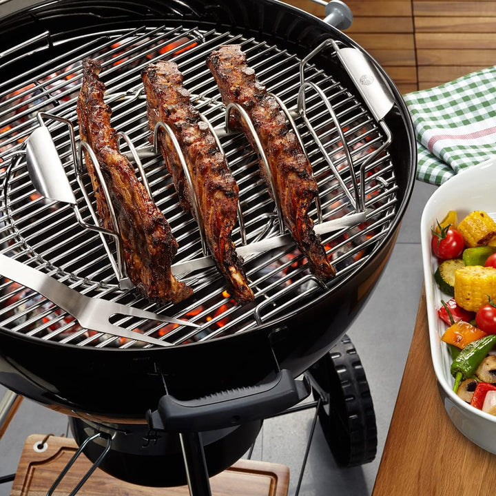 SGEFU Spare Rib Halter BBQ – Edelstahlhalter für 6 Rippchen | Als Bratenhalter nutzbar | Für Kugelgr