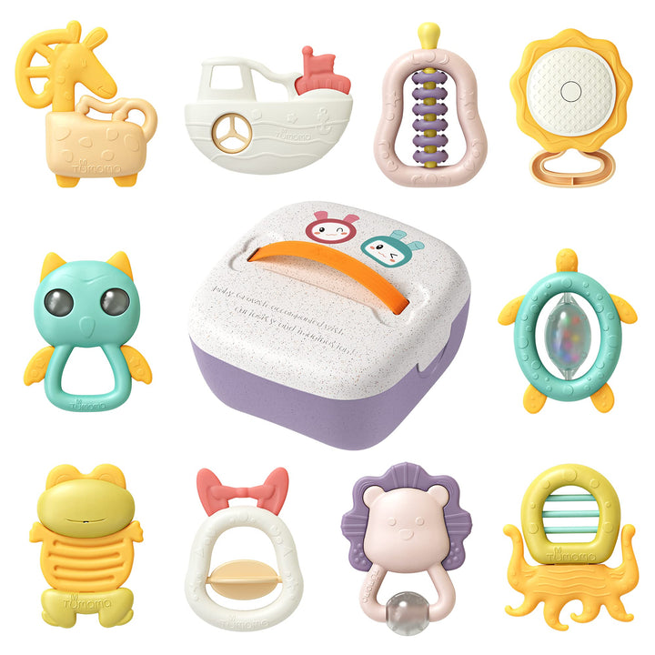TUMAMA Rasseln Beissring für Babys 0 6 8 12 Monate, Shaker Greifling Baby Spielzeug ab 0-12 6-18 Mon