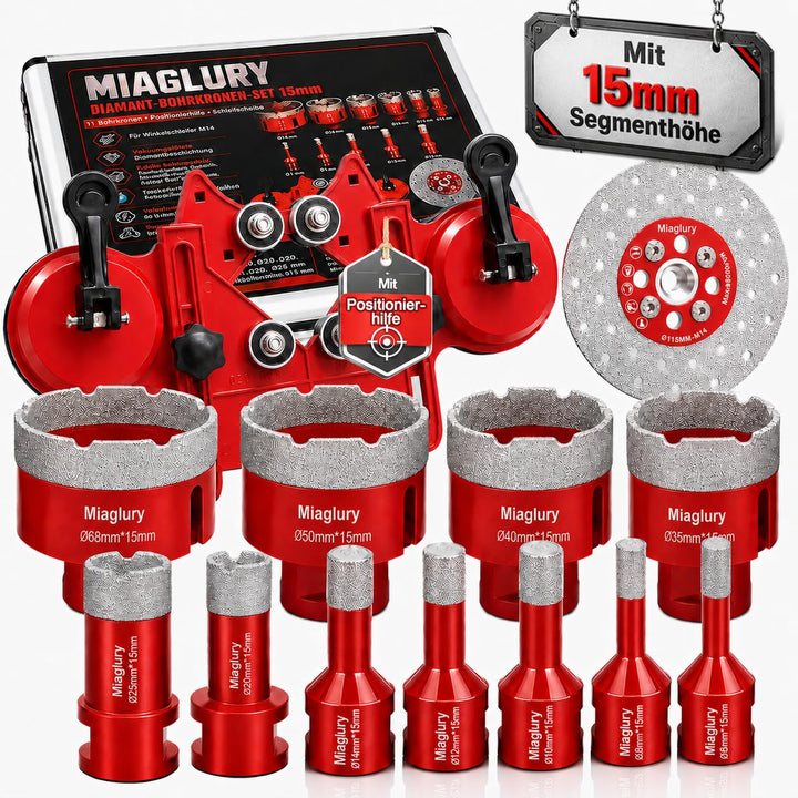 M14 Diamant Fliesenbohrer Set 15mm Segmenthöhe 13tlg, 13tlg