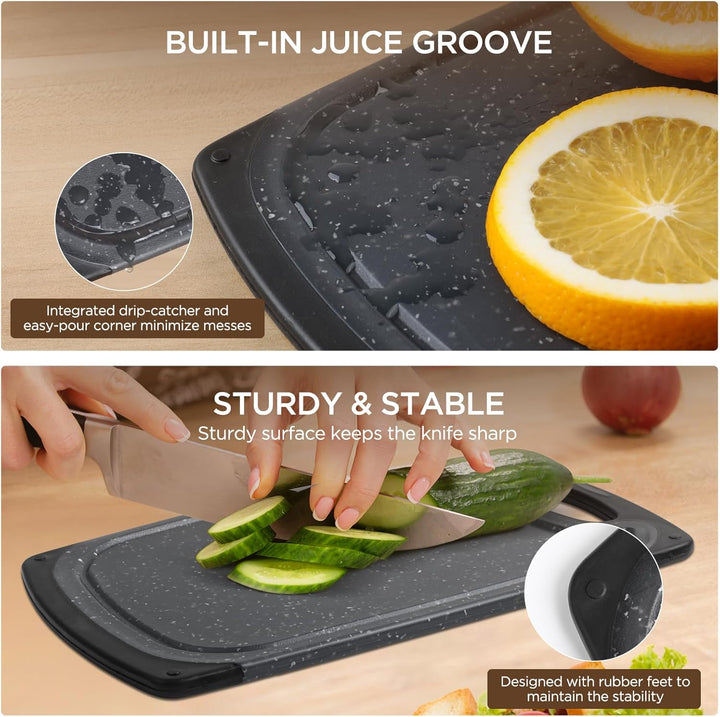 Romon Schneidebrett Kunststoff, 3 Stücke Schneidebretter Rutschfeste Griffe Cutting board, Chopping