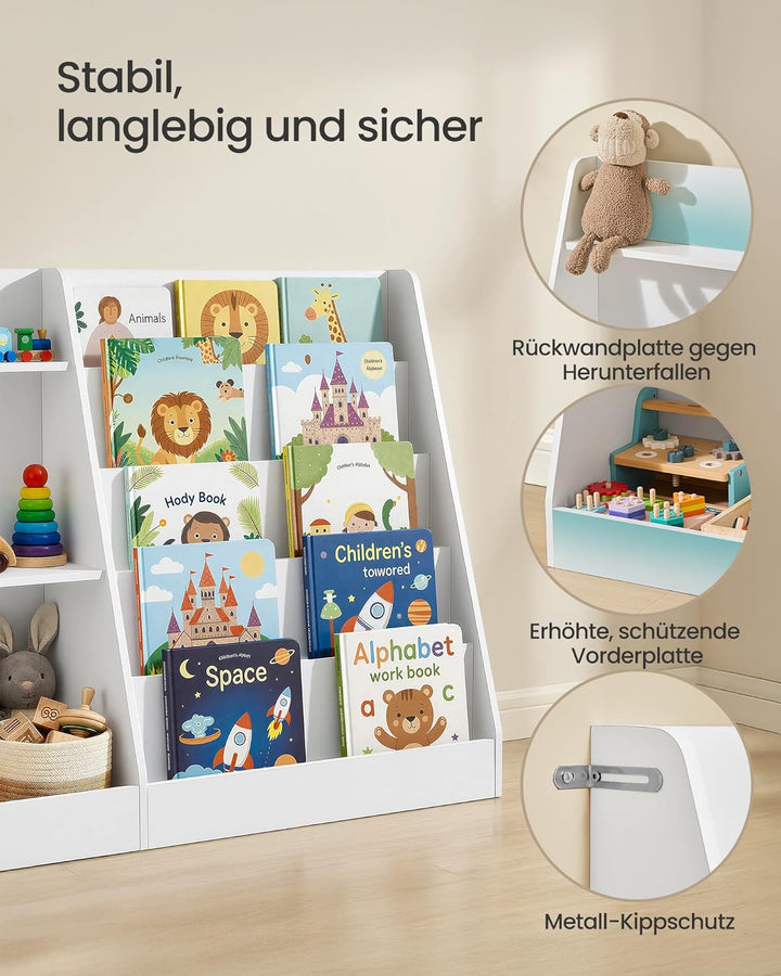 SONGMICS Bücherregal Kinder, Spielzeugregal, Kinderregal, Montessori Regal mit 5 Ebenen, Kinderzimme
