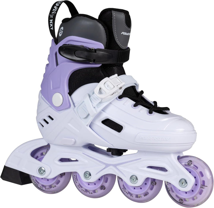 Powerslide Kinder Inline Skate Khaan Junior NXT White, grössenverstellbar, für Fitness, Urban, Hocke