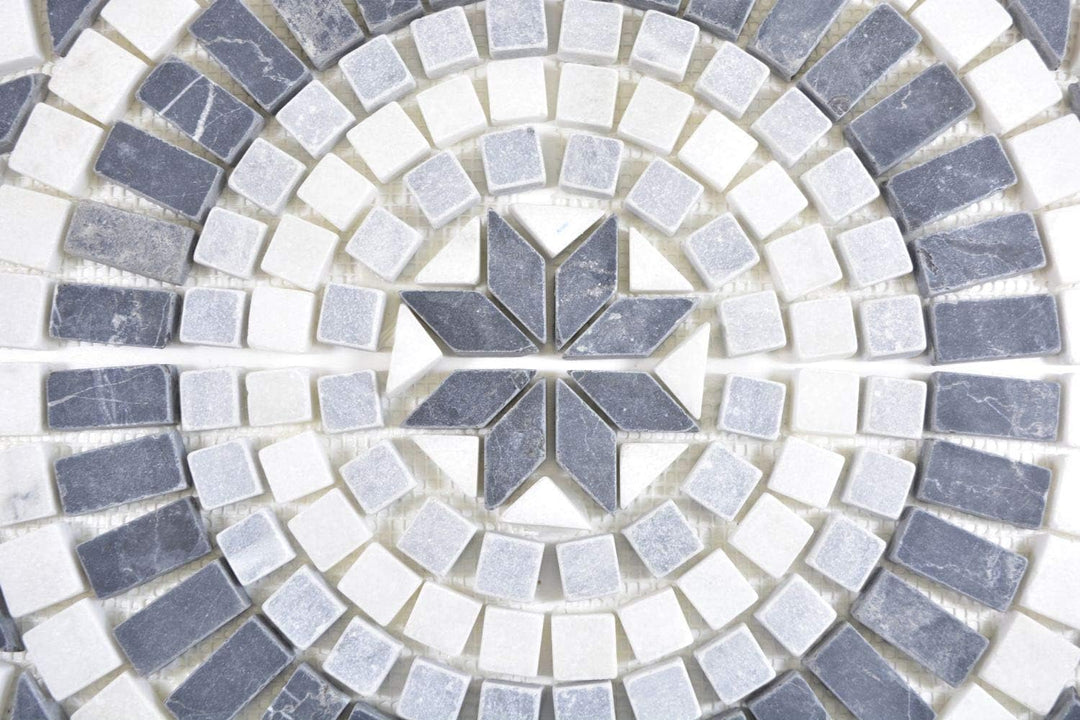 Naturstein Mosaik Einleger Fliese Gross Travertin anthrazit schwarz weiss für WANDDEKO BAD WC KÜCHEN