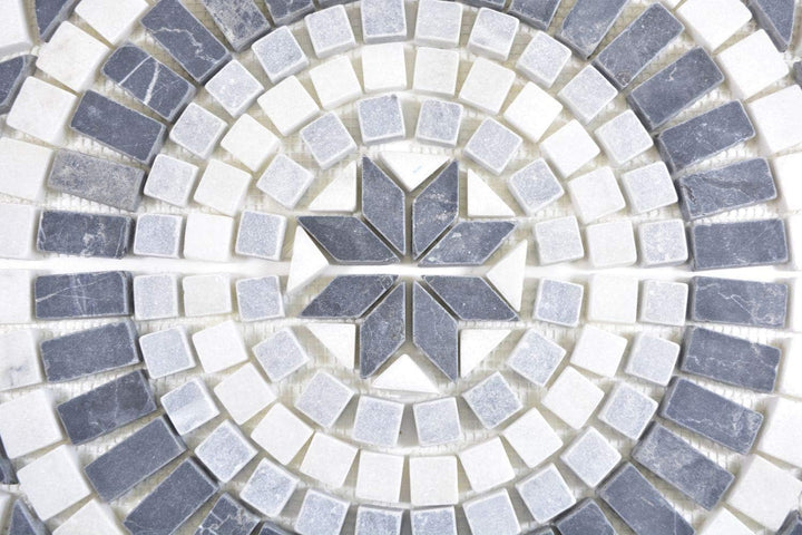 Naturstein Mosaik Einleger Fliese Gross Travertin anthrazit schwarz weiss für WANDDEKO BAD WC KÜCHEN