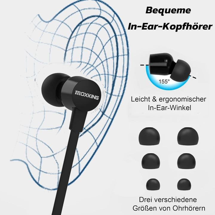 Kabelgebundene Ohrhörer fürkleine Ohren, mit Mikrofon &amp;Lautstärkeregler, flaches Kabel, ideal fürKin