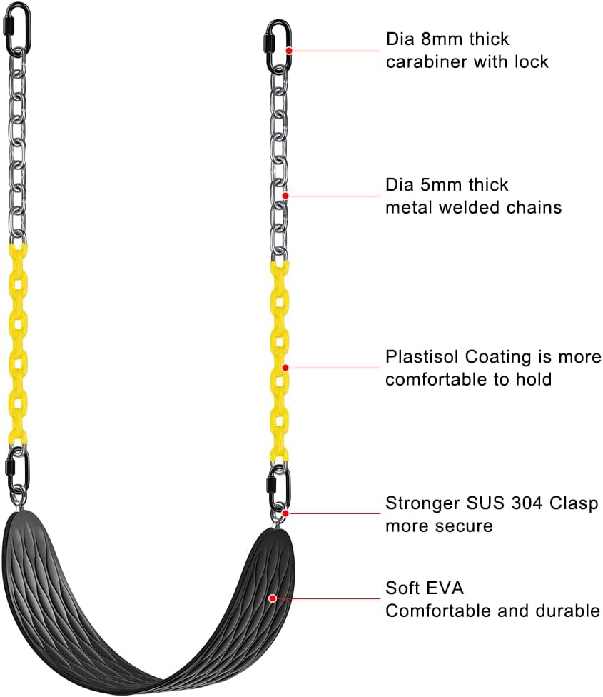 BeneLabel Heavy Duty Swing Seats (2 Pack) with 66 Inch Chain and Carabiners, Comfortable and Durable