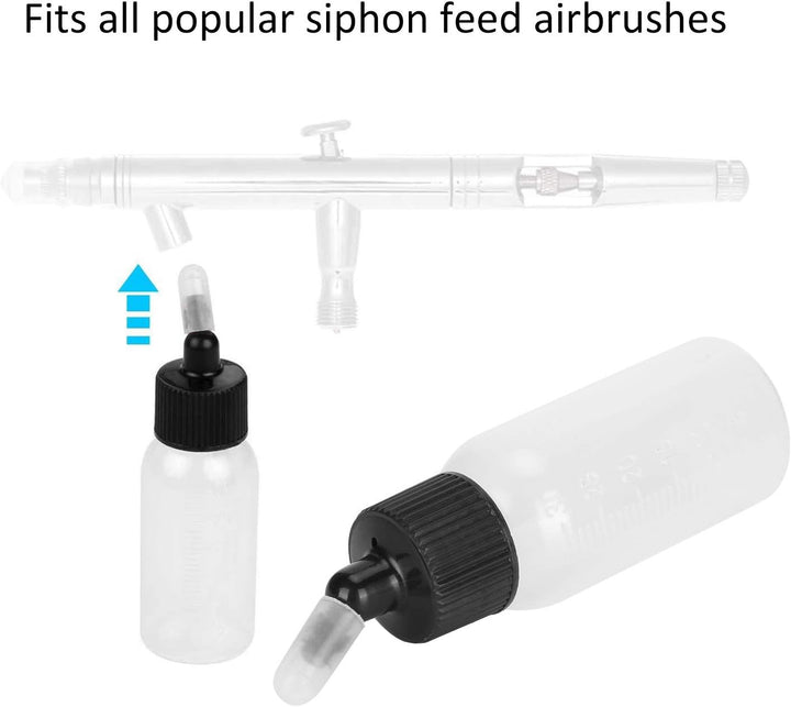 Tnfeeon Airbrush-Flaschen, 10 Stück 30-ml-Kunststoffflaschen Airbrush-Farbflaschen für Dual-Action-S