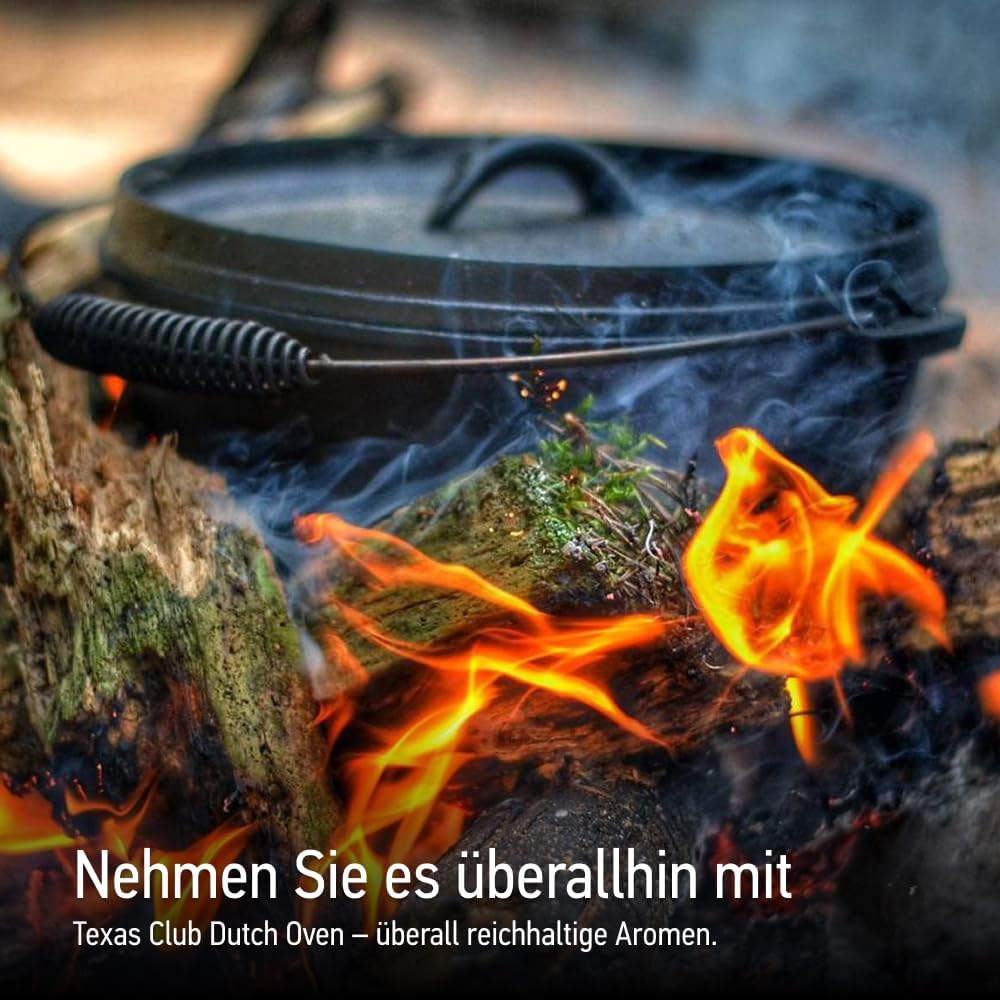 TEXAS CLUB Gusseisentopf Dutch Oven, Gusseisen Topf mit Deckel - Fassungsvermögen 3.5L