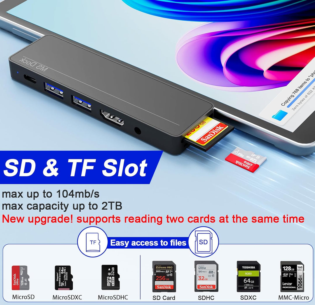 Surface Pro 11/10/9/8/X Docking Station – Surface Pro 9/10/11 Adapter mit 4K HDMI, Thunderbolt 4 (8K