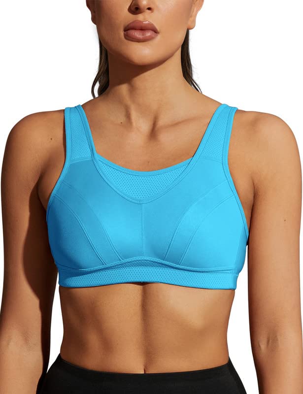 Wingslove Damen Sport BH ohne Bügel Nicht Gepolstert High Impact Bustier Halt Joggen BH 80C Blau, 80