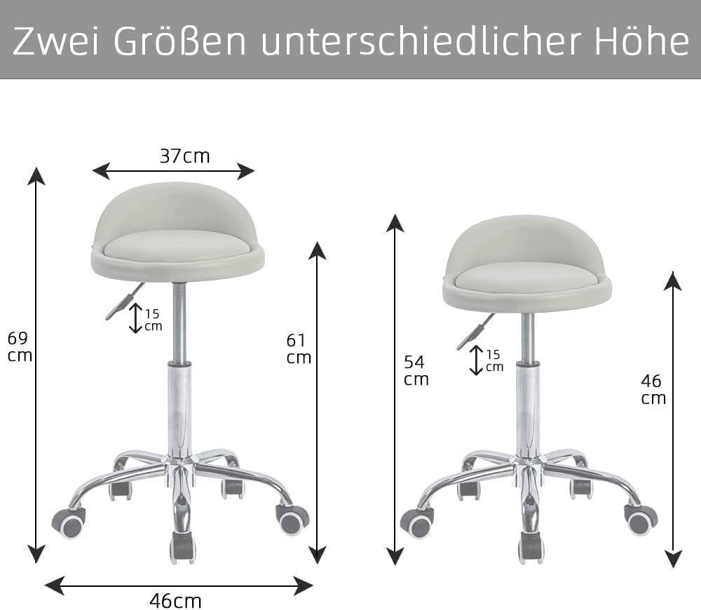 Mingone Rollhocker Praxishocker mit Rollen Bürohocker Höhenverstellbar Drehhocker 360° Arbeitshocker