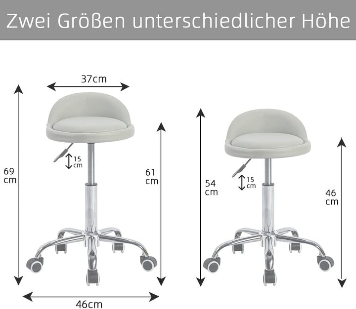 Mingone Rollhocker Praxishocker mit Rollen Bürohocker Höhenverstellbar Drehhocker 360° Arbeitshocker