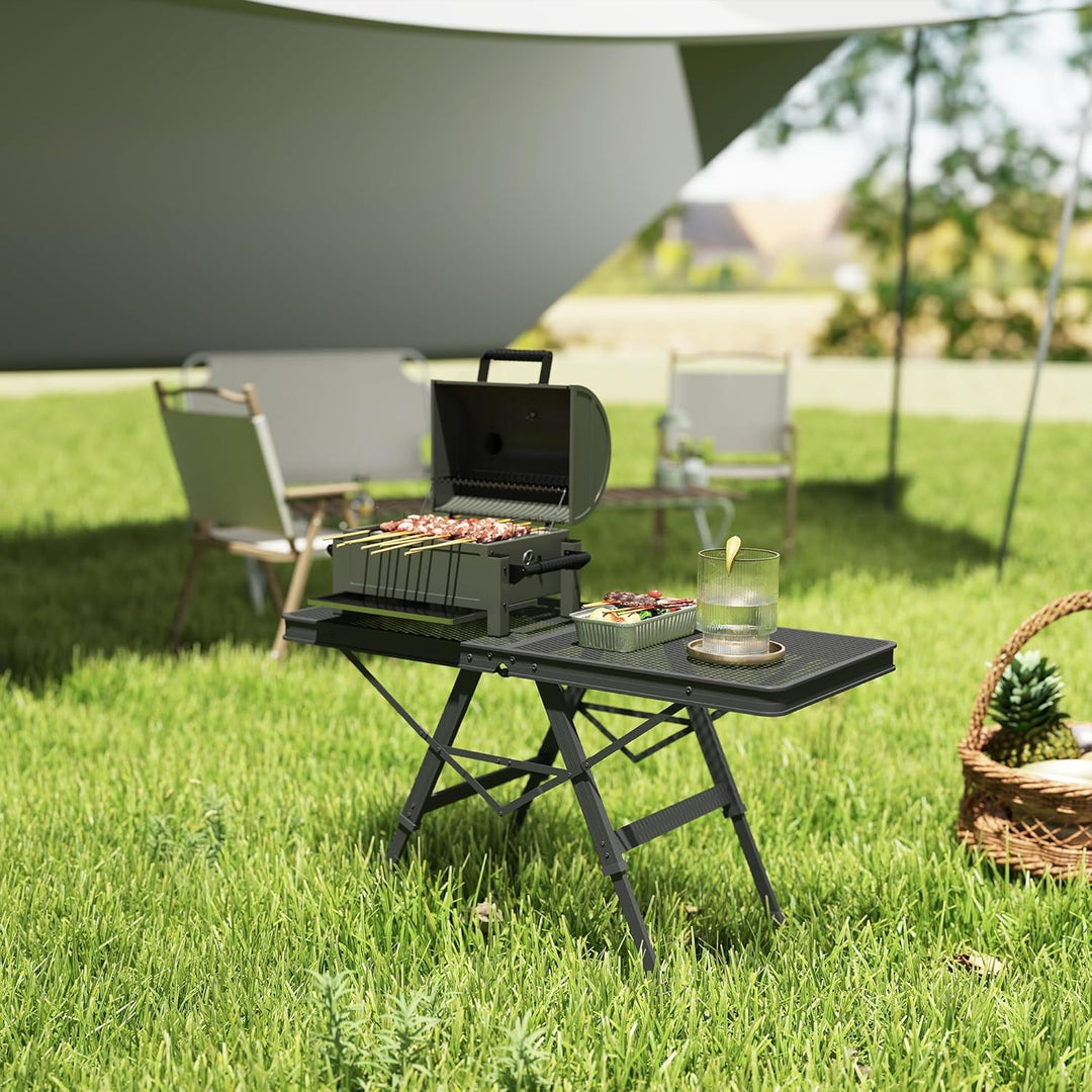 Outsunny Campingtisch höhenverstellbar Klapptisch mit Metallgitter Klappbar Gartentisch aus Aluminiu
